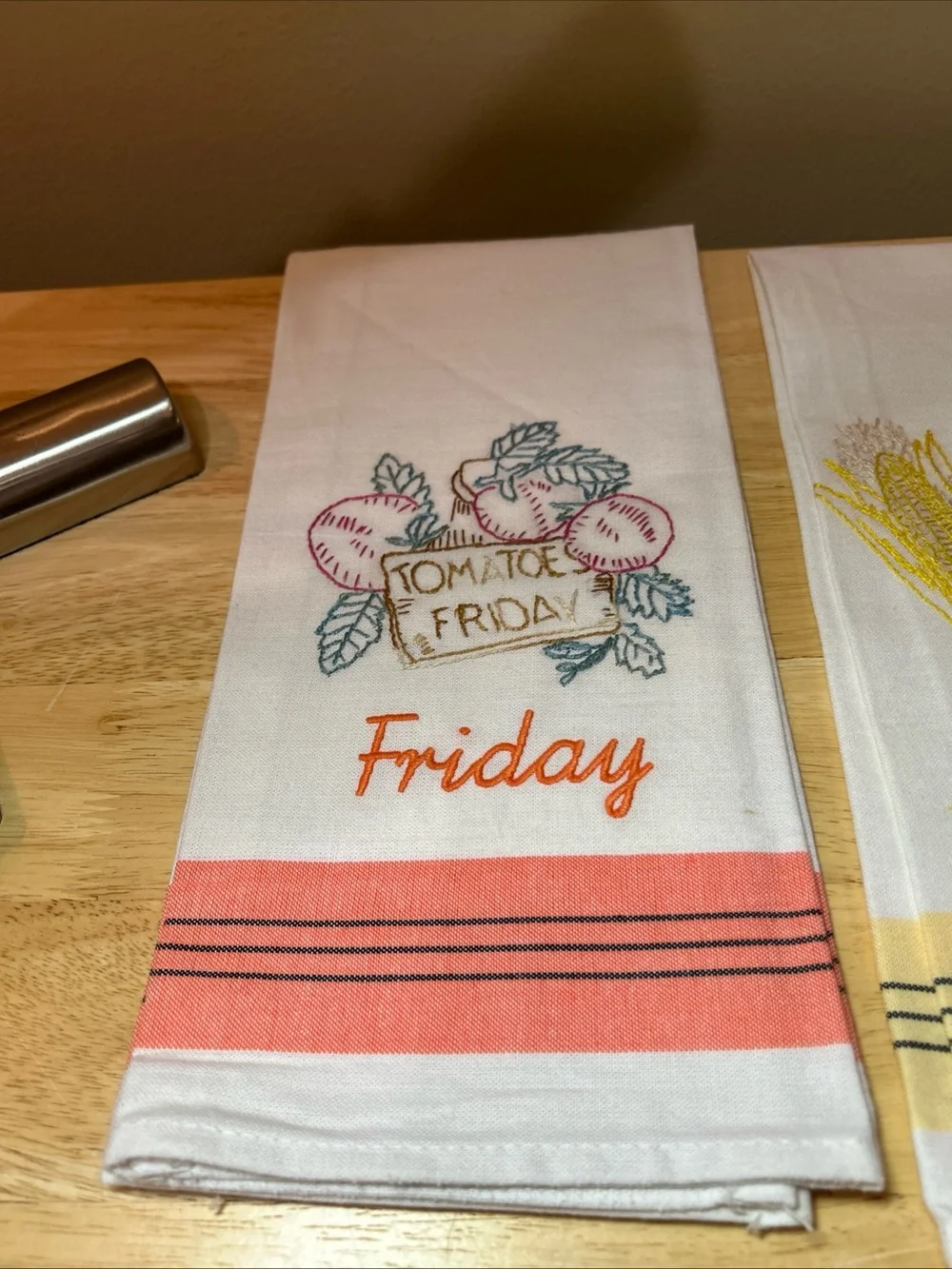Martha Stewart Kitchen Dish Towels Days of the Week Embroidered Vegetable Granny